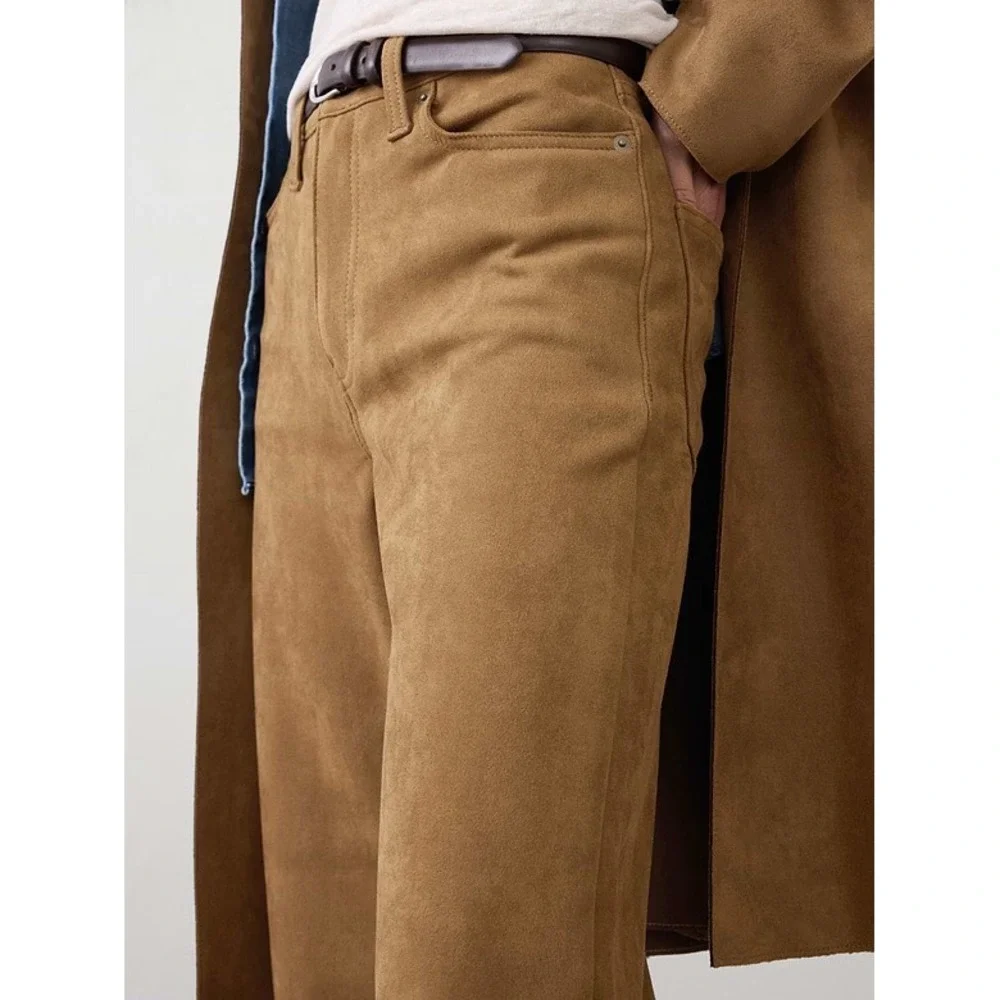 Banana Republic Vegan Suede Wide Leg High Rise Pants Tan‎ Camel 28/6 Tall